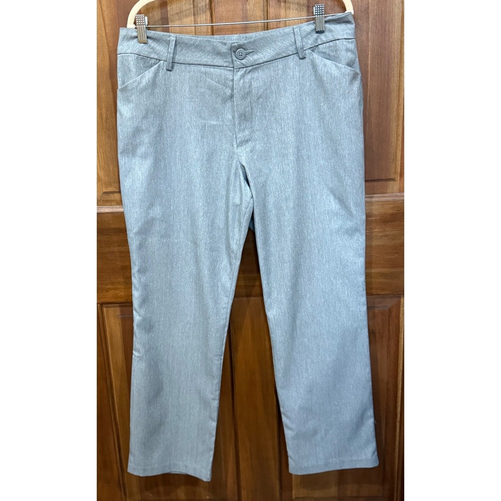 Lee Women's Relaxed Fit Straight Leg Mid Rise‎ Wrinkle Free Pants Gray Size 14S
